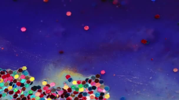 Sfondo Festivo Pittura Fluida Arte Creativa Trasparente Blu Scintillante Flusso — Video Stock