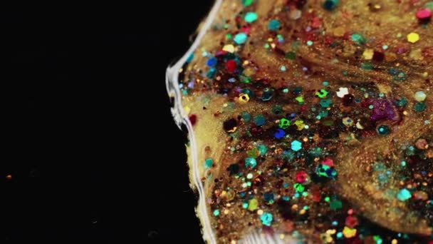 Γιορτινή Ρευστή Τέχνη Δημιουργικός Πίνακας Ανακάτεμα Χρωμάτων Χρυσό Shimmering Ρεύμα — Αρχείο Βίντεο