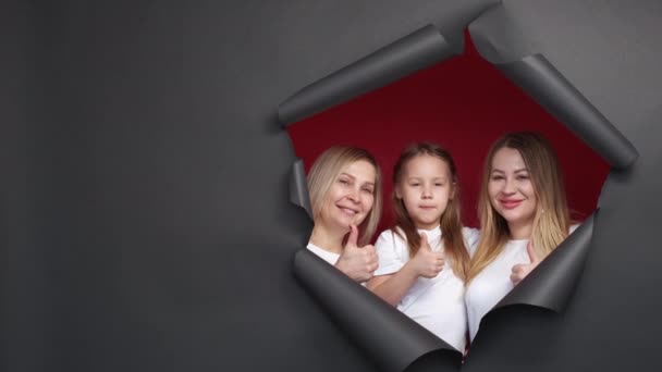 Семейное Фото Поддерживающие Самки Позитивное Настроение Счастливая Положительная Девочка Мать — стоковое видео