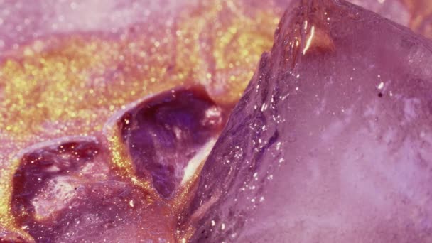 Бактерії Вічної Мерзлоти Танення Льодовика Творчий Рожевий Крижаний Фон Макро — стокове відео
