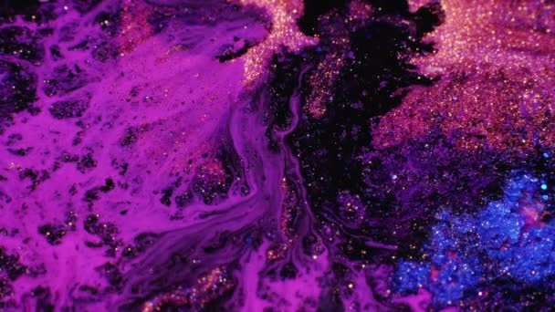 Ігристий Фон Медитативне Мистецтво Абстрактний Живопис Фіолетова Мерехтлива Рідка Фарба — стокове відео