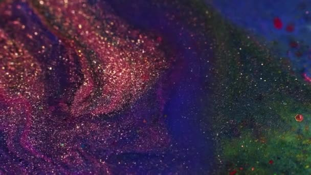 Kosmisk Magi Vätskekonst Abstrakt Målning Blå Och Grön Ström Flytande — Stockvideo