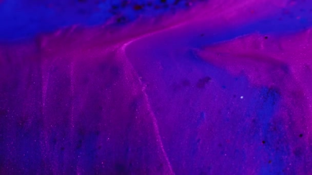 Magia Fluida Arte Creativo Pintura Cósmica Corriente Azul Púrpura Pintura — Vídeos de Stock