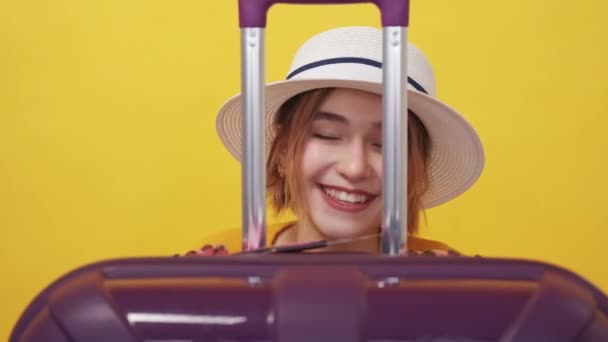 Vacation Excitement Happy Woman Ready Travelling Pretty Smiling Lady Summer — Video
