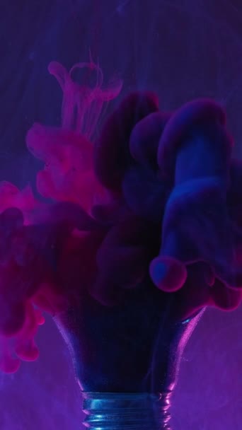 Vertical Video Paint Splash Lamp Explosion Blue Pink Color Vapor — Stock videók