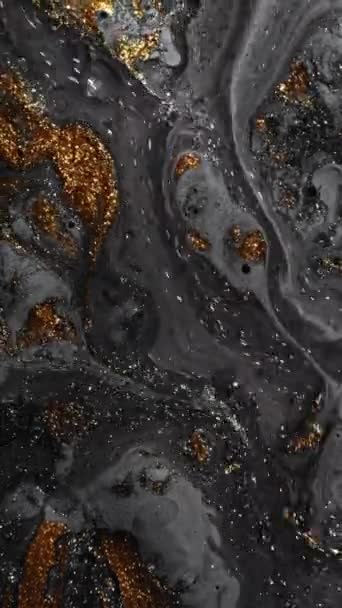 Vertical Video Sparkling Fluid Paint Flow Marble Texture Defocused Shiny — Video Stock