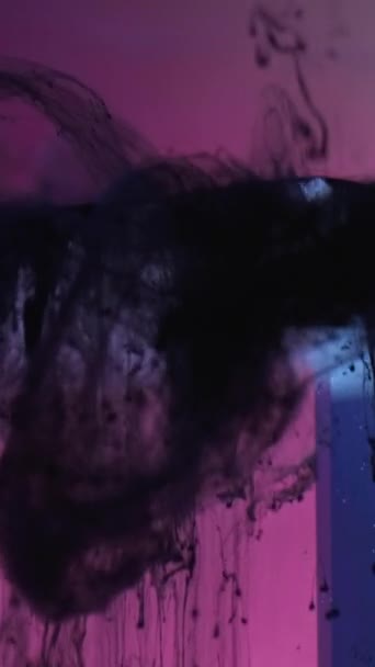 Vertical Video Ink Drop Paint Drip Smoke Flow Black Fluid — Stock Video