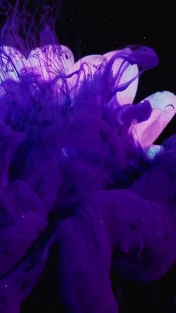 Vertical Video Flower Paint Ink Water Nature Art Blue Purple — Video
