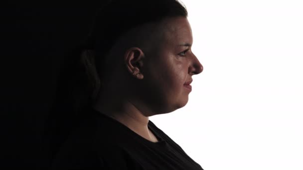 Punk Style Female Strength Silhouette Profile Portrait Confident Size Woman — Video