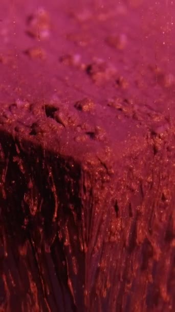 Vertical Video Paint Drip Glitter Fluid Magic Cascade Pink Red — Stock video