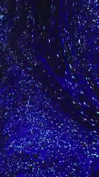 Vertical Video Sparkling Fluid Ink Flow Space Stars Defocused Shiny — Vídeo de Stock