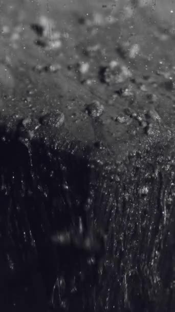 Vertical Video Glitter Fluid Ink Splash Cascade Texture Black Sparkling — Video