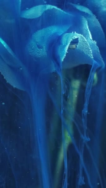 Vertical Video Ink Flower Water Paint Fall Fluid Drip Blue — Wideo stockowe
