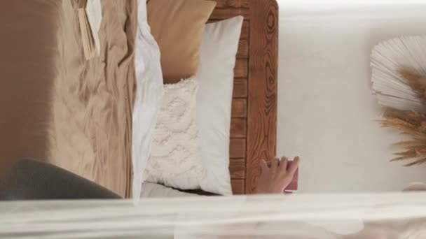 Vertical Video Weekend Laziness Relaxed Woman Enjoying Rest Beautiful Calm — Stockvideo