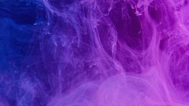 Neon smoke. Mist texture. Steam floating. Fantasy air. Blur purple blue color light vapor cloud spreading abstract background.