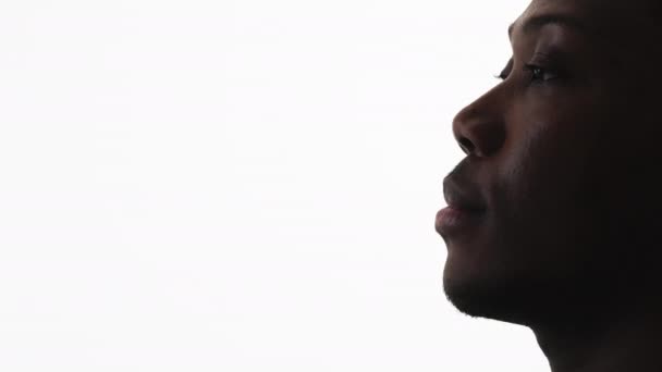 Man Face Skin Care Male Cosmetology Closeup Profile Silhouette Confident — Stockvideo