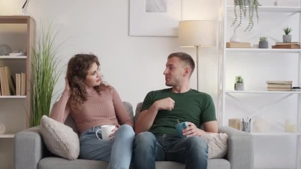 Happy Friends Home Meeting Enjoying Leisure Inspired Male Female Students — Αρχείο Βίντεο