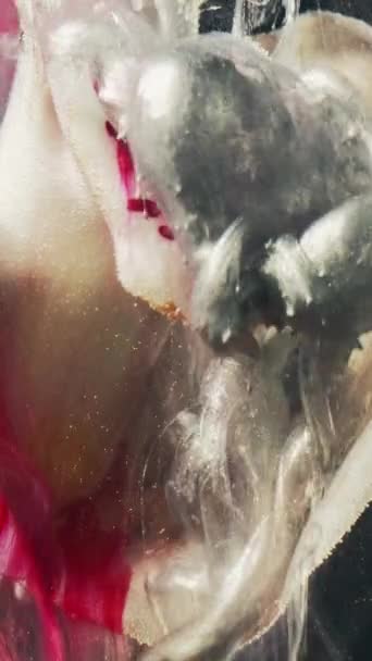 Vertical Video Flower Ink Water Paint Splash Fantasy Nature Pink — Vídeo de Stock