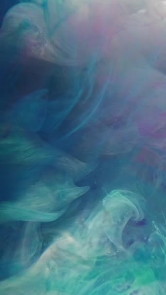 Vertical Video Color Smoke Paint Water Aura Mist Blue Pink — Vídeos de Stock