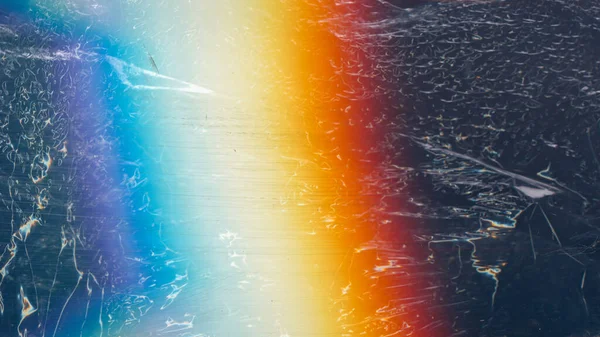 Old Film Noise Rainbow Light Flare Creased Texture Overlay Orange — Stock Photo, Image