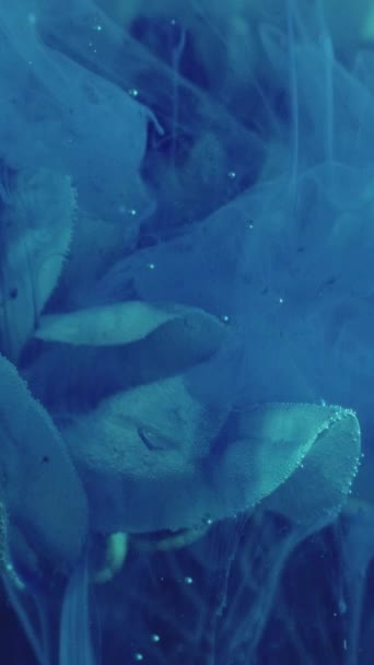 Vertical Video Flower Smoke Ink Water Splash Underwater Plant Blue — Stock Video