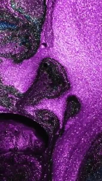 Vertical Video Glitter Paint Ink Flow Fluid Mix Sparkling Purple — Video