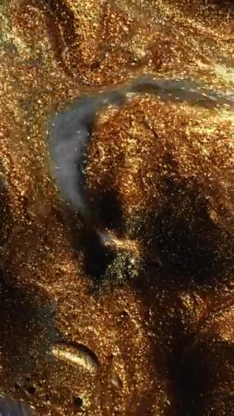 Vertical Video Sparkling Liquid Glitter Flow Shiny Particles Defocused Shimmering — Wideo stockowe