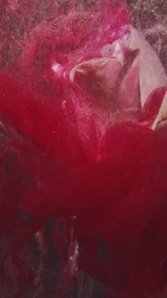 Vertical Video Glitter Flower Water Paint Drop Fantasy Nature Red — Wideo stockowe