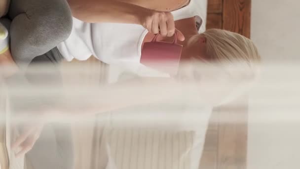 Vertical Video Inspired Reading Happy Woman Home Leisure Smiling Middle — Wideo stockowe