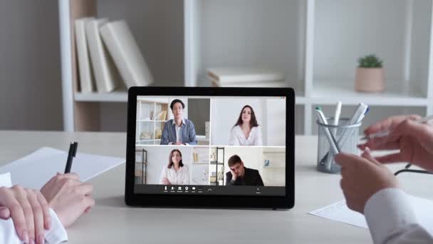 Virtual Meeting Video Chat Online Management Diverse Professional Business Team — Stockvideo