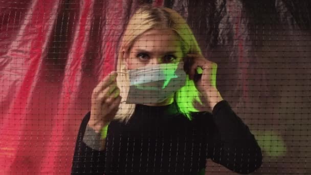 Plastikverschmutzung Die Globale Erwärmung Schlechte Luft Frau Medizinischer Maske Die — Stockvideo