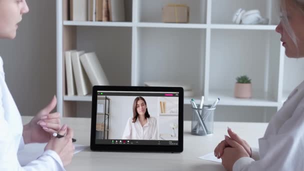 Web Conference Video Call Distance Communication Confident Successful Female Business — Stock videók