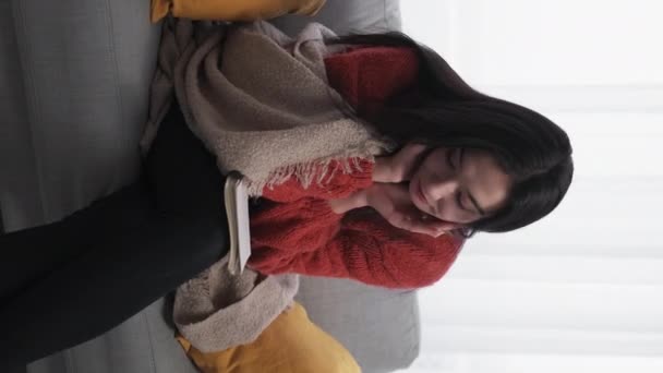 Vertical Video Wish List Depressed Woman Home Leisure Sad Female — Wideo stockowe