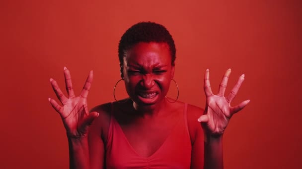 Hněv Nenávisti Hrůza Frustrace Úzkosti Červený Neon Barva Světlo Děsivé — Stock video