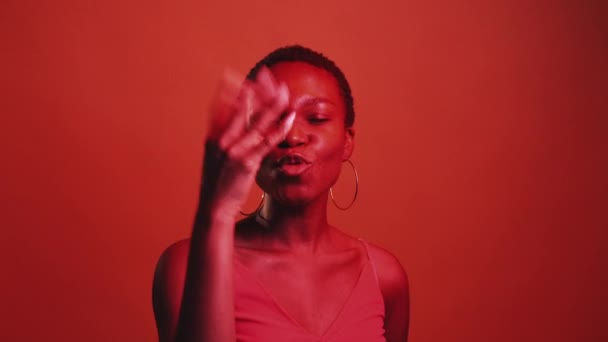 Delicious Gesture Perfect Taste Appreciation Gratitude Red Neon Color Light — Stok Video