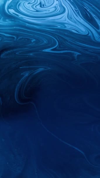 Vertical Video Ink Water Fluid Mix Marble Texture Ocean Swirl — Vídeos de Stock