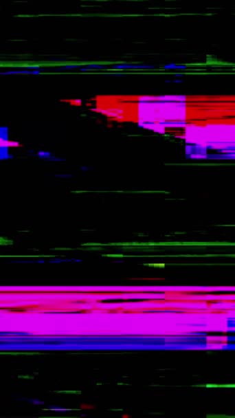 Vertical Video Pixel Noise Bit Glitch Computer Virus Pink Blue — Video Stock