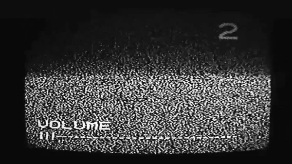 Old TV analog glitch static noise. Volume control. Black white grain distortion audio signal error on CRT television screen dark abstract illustration background.