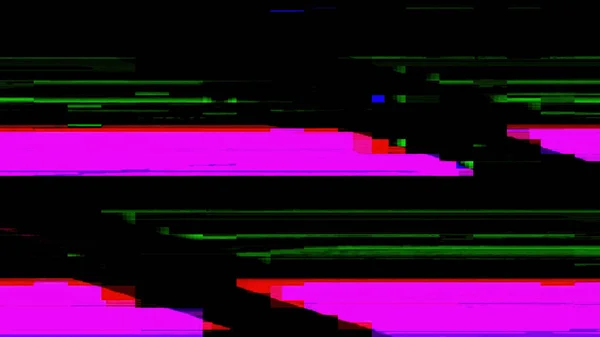 カラーノイズ8ビットグリッチ コンピュータウイルスだ ぼかしネオンピンク緑赤アナログピクセル歪みアーティファクト黒のアート抽象的なイラストの背景 — ストック写真