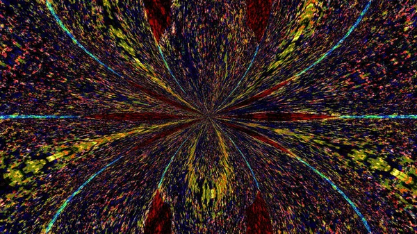 Glitch Art Color Grain Noise Kaleidoscope Ornament Dark Red Blue — Stock Photo, Image