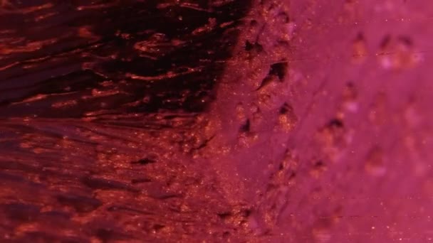 Vertical Video Paint Drip Glitter Fluid Magic Cascade Pink Red — Vídeos de Stock