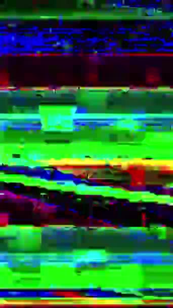 Video Verticale Glitch Art Pixel Noise Distorsione Elettronica Rosso Verde — Video Stock