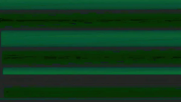 アナロググリッチVhsノイズ 技術的歪み 緑の黒の縞模様電子エラーアーティファクト暗い抽象的なイラストの背景 — ストック写真