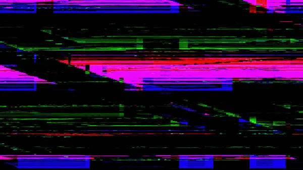 Distorsione Elettronica Glitch Pixel Interferenze Internet Sfocatura Neon Rosa Verde — Foto Stock