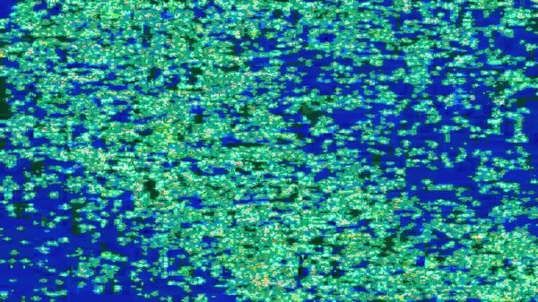 Falha Cor Distorção Analógica Ruído Pixel Ciano Azul Verde Vhs — Fotografia de Stock