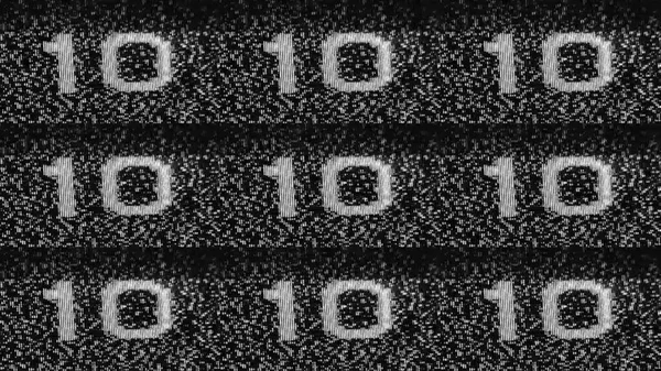 Analog Static Noise Channel Glitch Black White Number Grain Texture — Stock Photo, Image