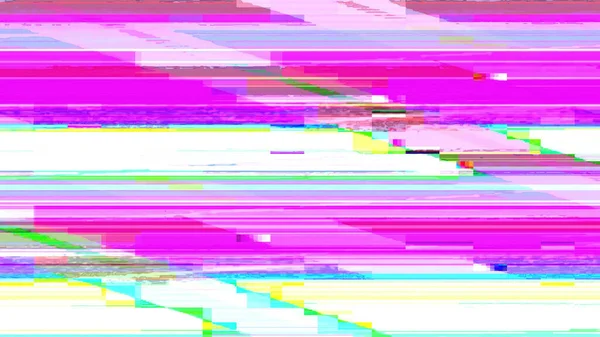 カラーノイズ8ビットグリッチ コンピュータウイルスだ ぼかしネオンピンクシアン青黄色白アナログピクセル歪み成果物ライトアート抽象的なイラストの背景 — ストック写真