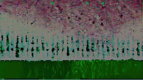 Distorsione Del Difetto Artefatti Digitali Errore Sistema Rosa Colore Verde — Foto Stock