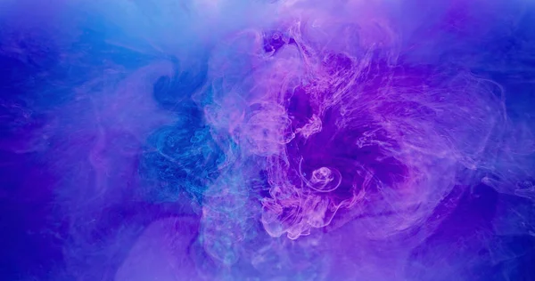 Color mist. Ink water. Vapor texture. Paint splash. Purple blue smoke cloud mix floating abstract art background with free space.