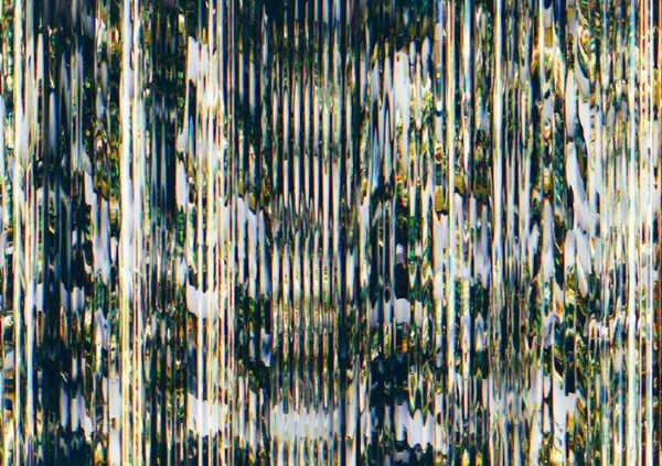 Distortion texture. Glitch noise. Digital error. Green yellow color frequency artifacts on black illustration abstract background.